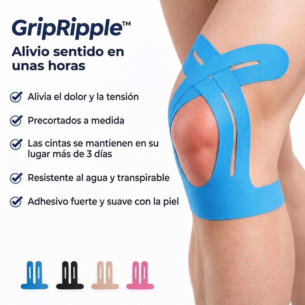 Cinta de Kinesiología Precortada para Rodilla – GripRipple™