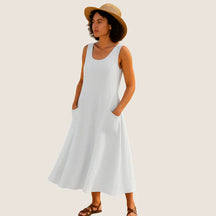 Vestido Midi Isadora Florenzzi – Elegancia Casual con Bolsillos