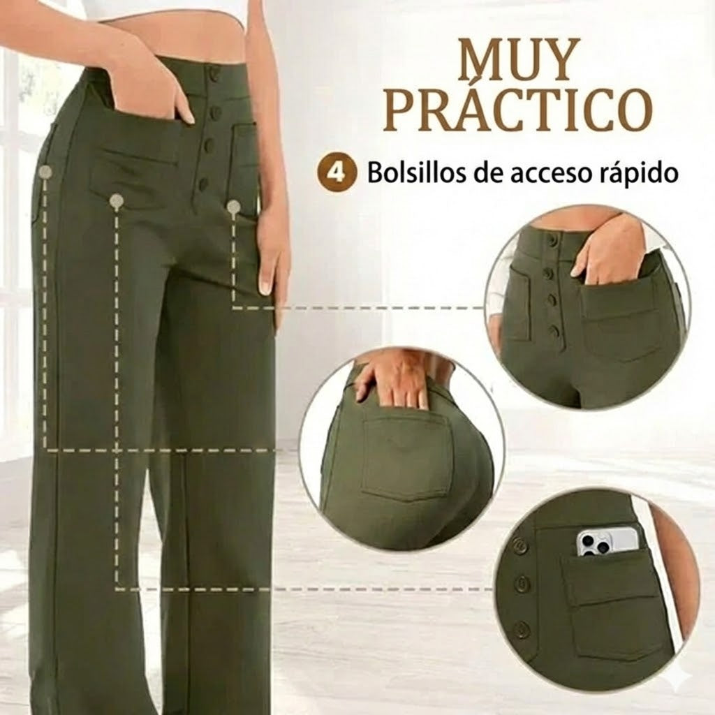 🔥 50% de descuento 🔥 Alta elasticidad - Pantalones informales de pierna recta y talle alto