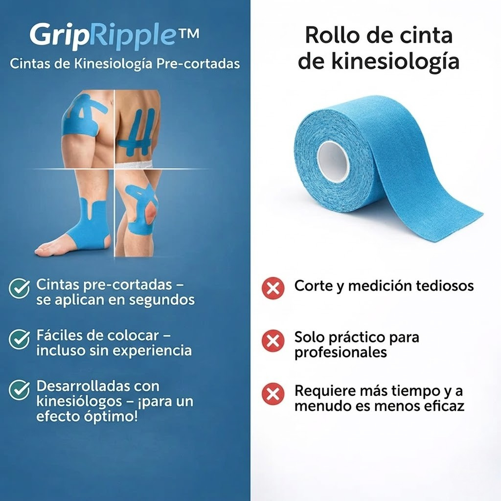 Cinta de Kinesiología Precortada para Rodilla – GripRipple™