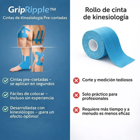 Cinta de Kinesiología Precortada para Rodilla – GripRipple™