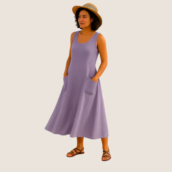 Vestido Midi Isadora Florenzzi – Elegancia Casual con Bolsillos