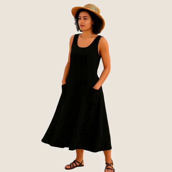 Vestido Midi Isadora Florenzzi – Elegancia Casual con Bolsillos