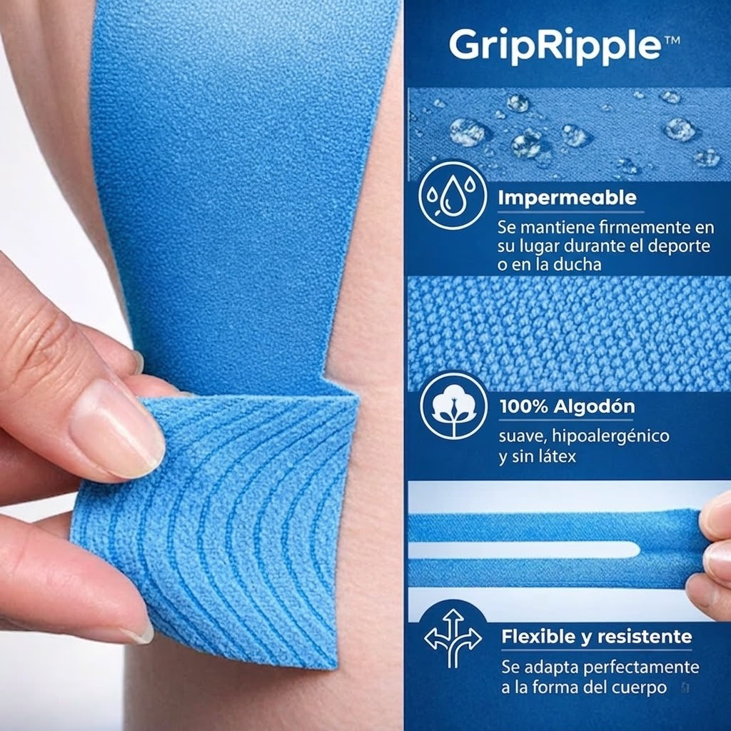Cinta de Kinesiología Precortada para Rodilla – GripRipple™
