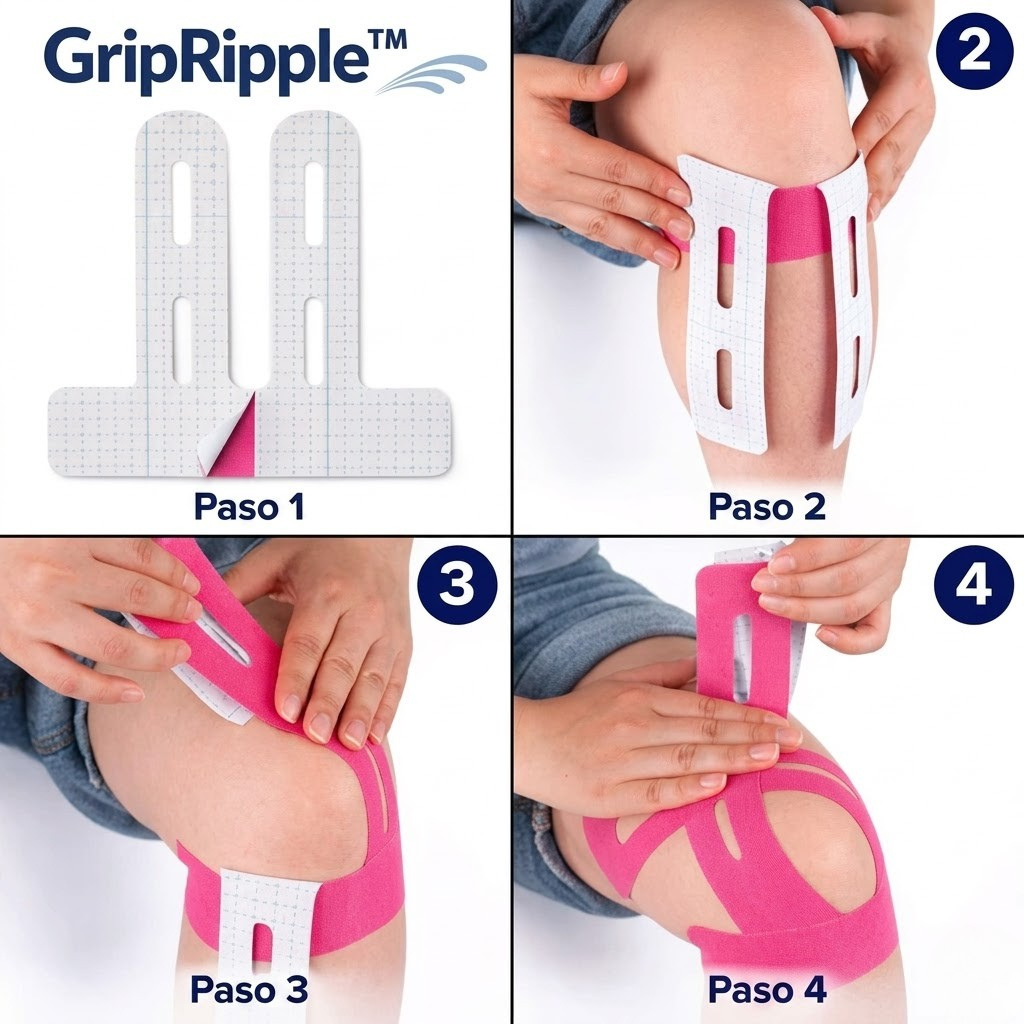Cinta de Kinesiología Precortada para Rodilla – GripRipple™