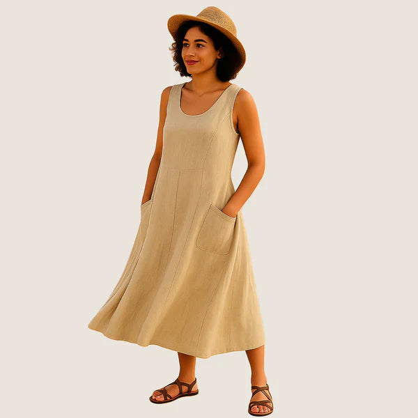 Vestido Midi Isadora Florenzzi – Elegancia Casual con Bolsillos