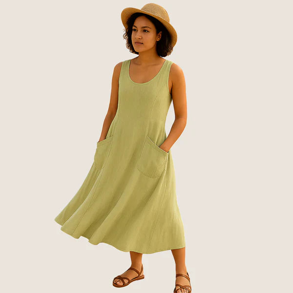 Vestido Midi Isadora Florenzzi – Elegancia Casual con Bolsillos