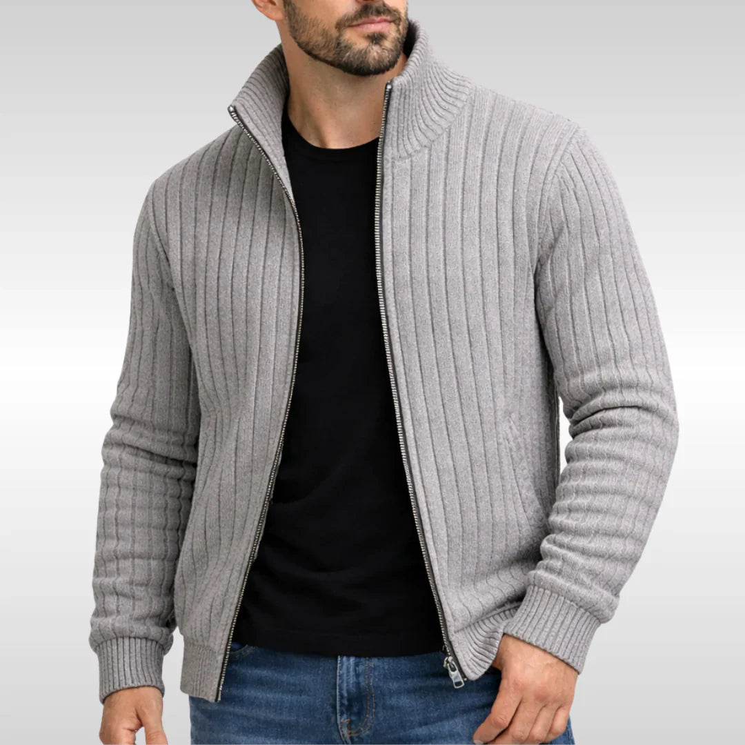 Florenzzi | Chaqueta clásica elegante con cremallera – RibbedWarm™