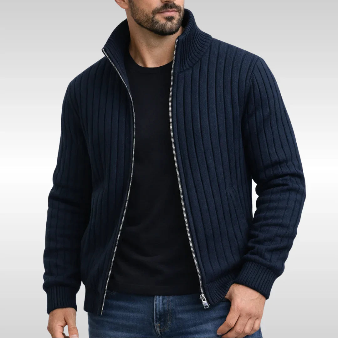 Florenzzi | Chaqueta clásica elegante con cremallera – RibbedWarm™