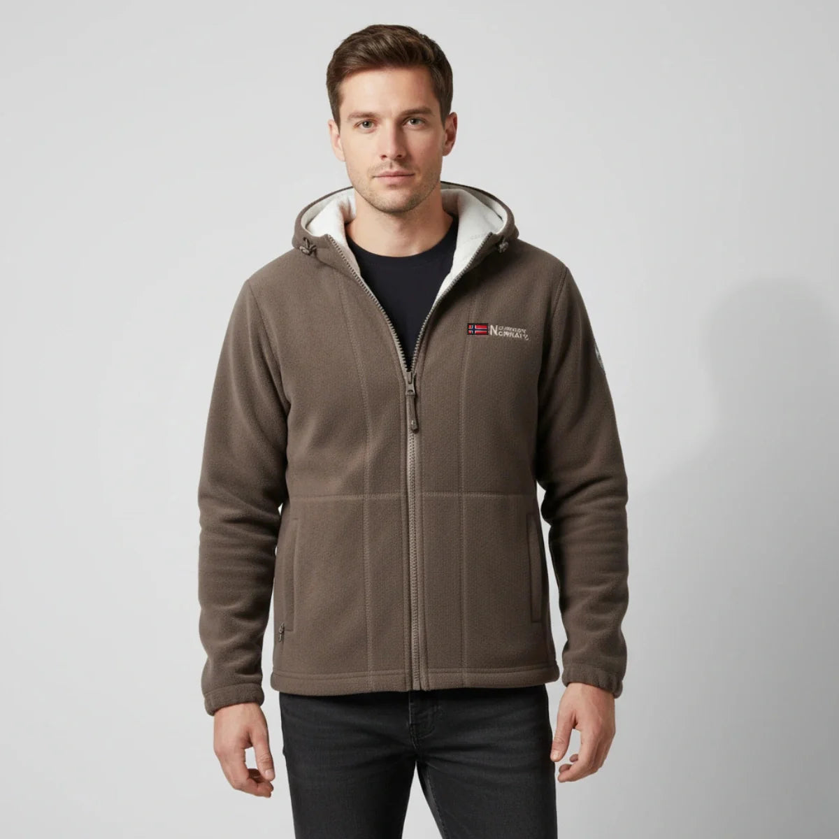 Chaqueta con capucha para hombre Nordwell™ – Chaqueta tipo sudadera bordada de invierno