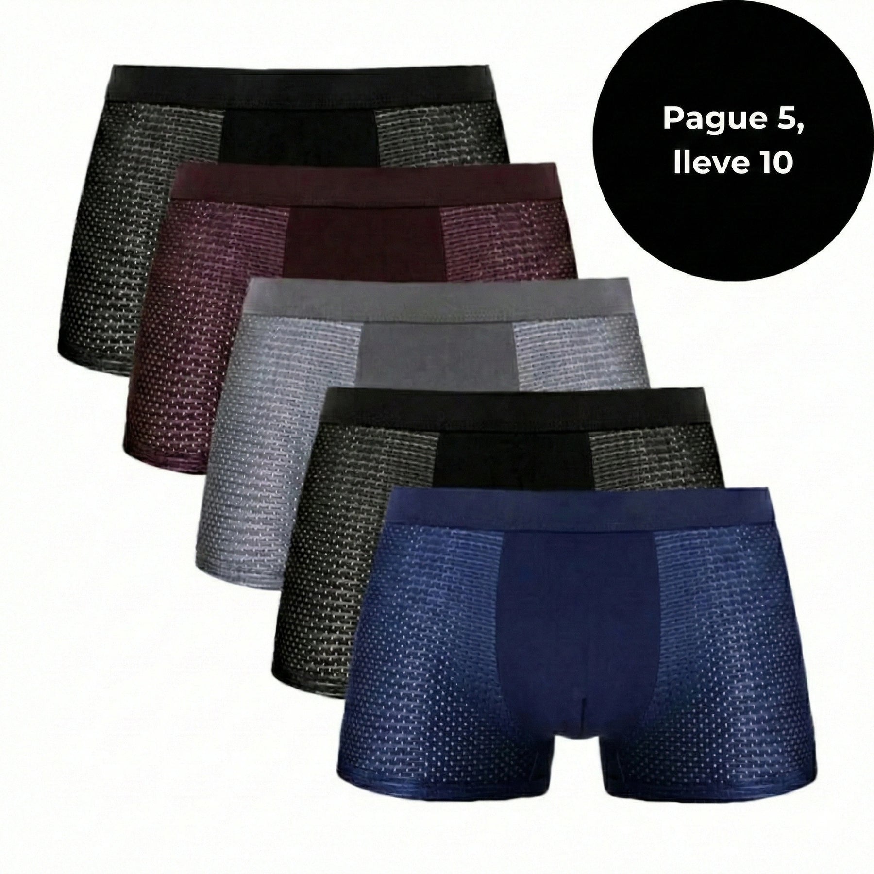 Florenzzi - Kit de 10 bóxers de fibra de bambú [PAGA 5, LLEVAS 10] (ENVÍO GRATIS)
