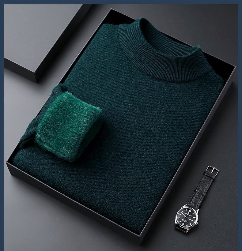 Jersey de Cachemira Grueso para Hombre de Color Liso - Alta Calidad